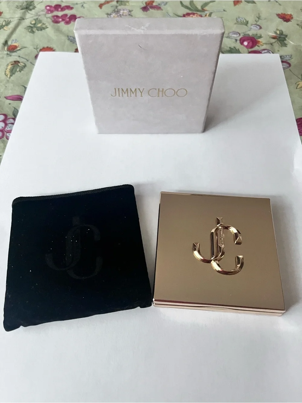 Jimmy Choo Logo Compact Mirror with Velvet Pouch